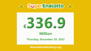 2022年12月27日的SuperEnalotto彩票结果；奖金为€336.9百万。